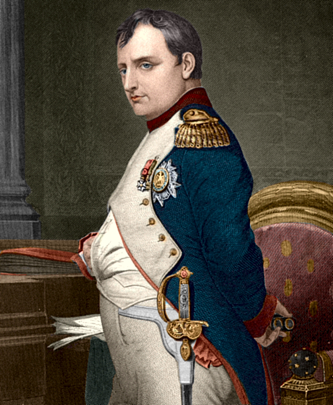 Napoleon_Bonaparte_coloured_drawing after Paul Delaroche [Public domain].png